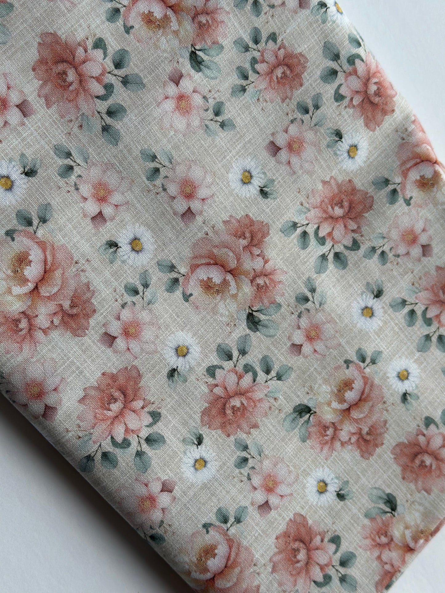 Till The Cows Come Home Cream Vintage Floral Yardage CD4045