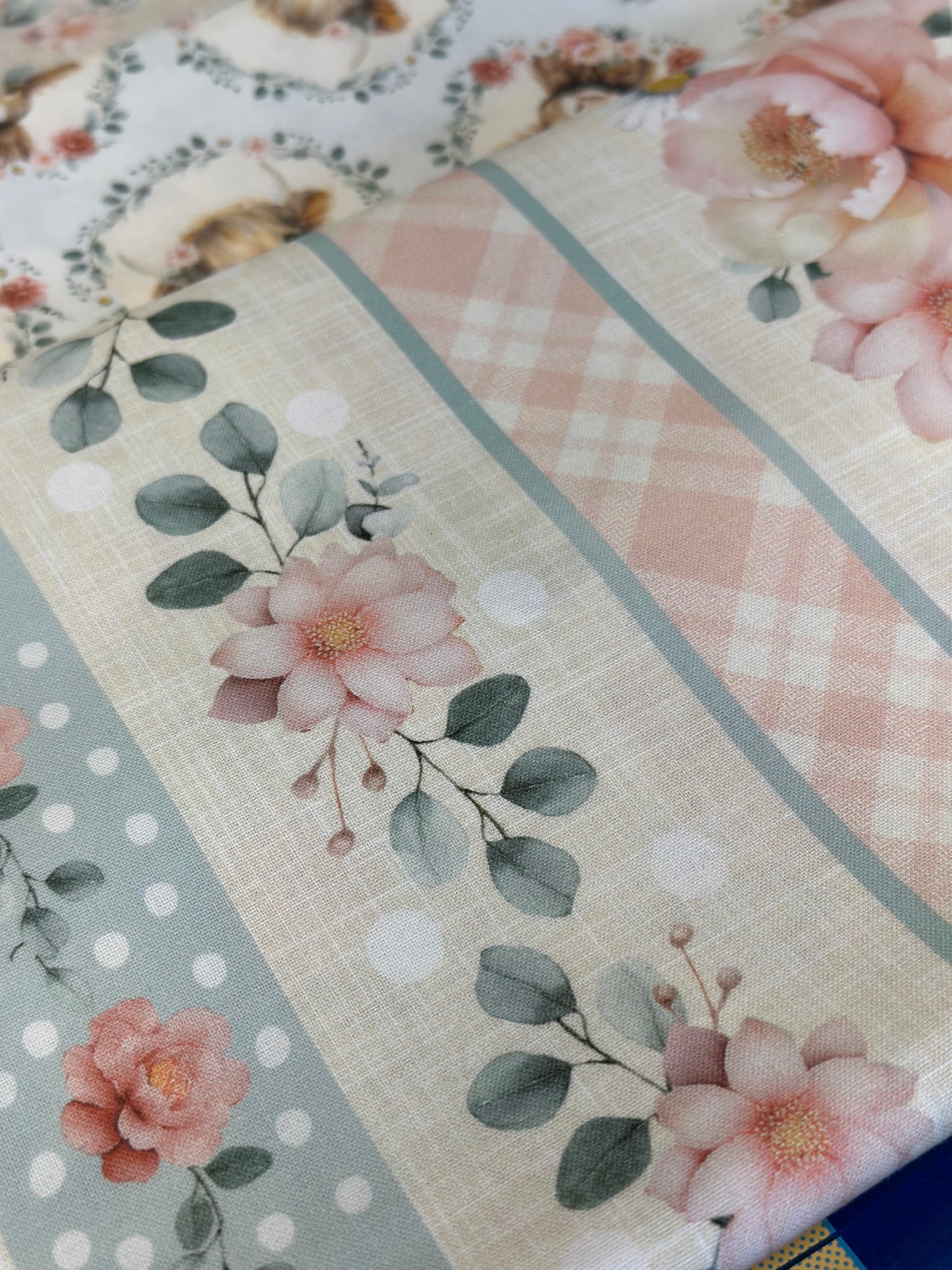 Till The Cows Come Home Soft Floral 11" Stripes Yardage CD4042-Soft