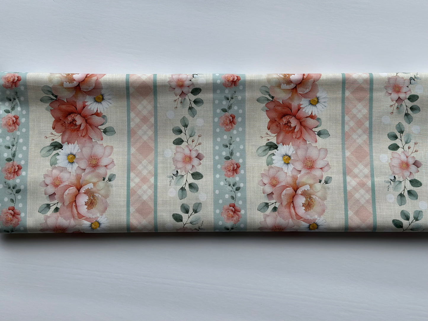 Till The Cows Come Home Soft Floral 11" Stripes Yardage CD4042-Soft