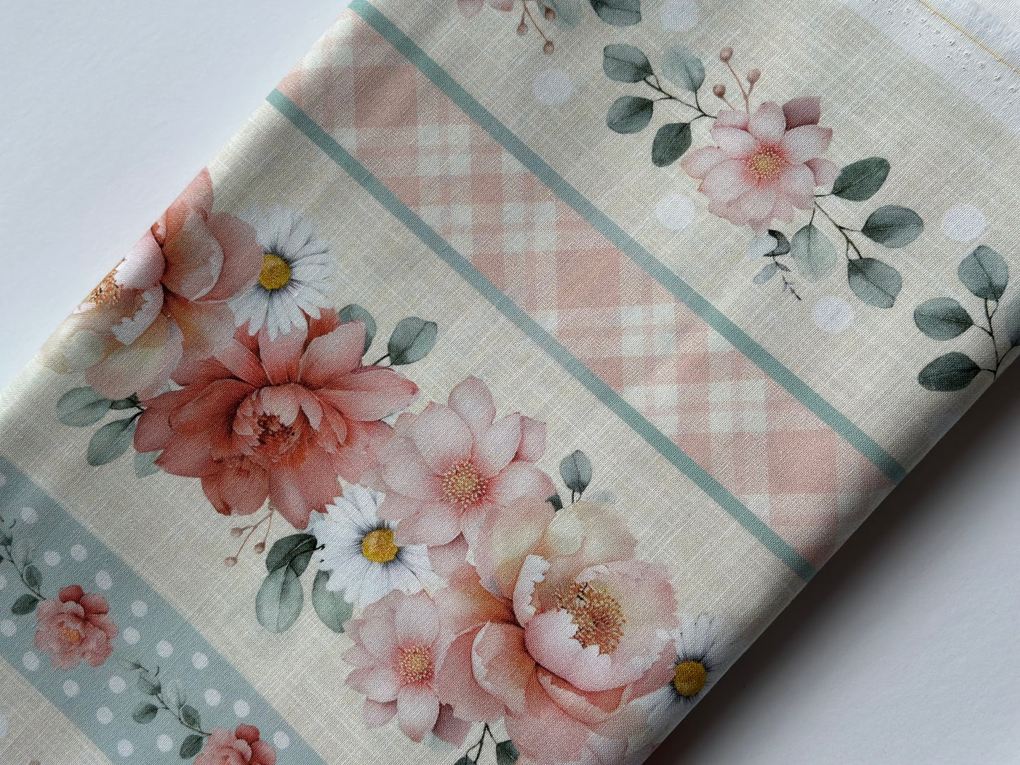 Till The Cows Come Home Soft Floral 11" Stripes Yardage CD4042-Soft
