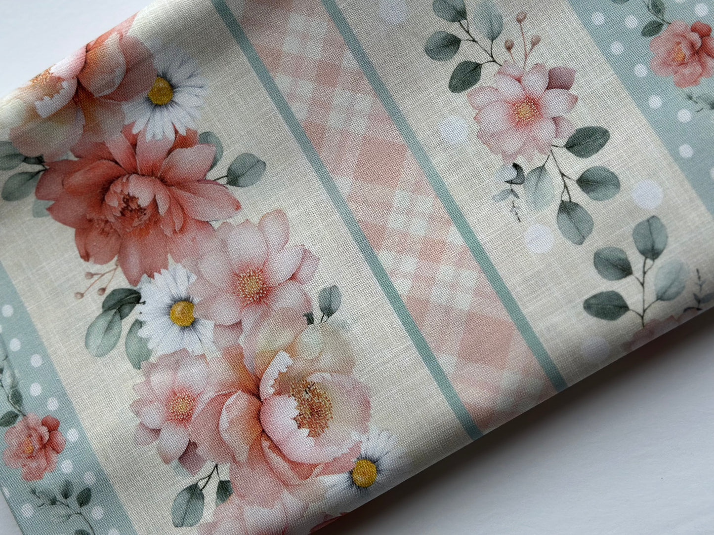 Till The Cows Come Home Soft Floral 11" Stripes Yardage CD4042-Soft