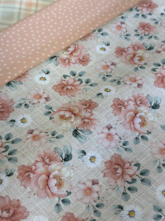 Till The Cows Come Home Cream Vintage Floral Yardage CD4045
