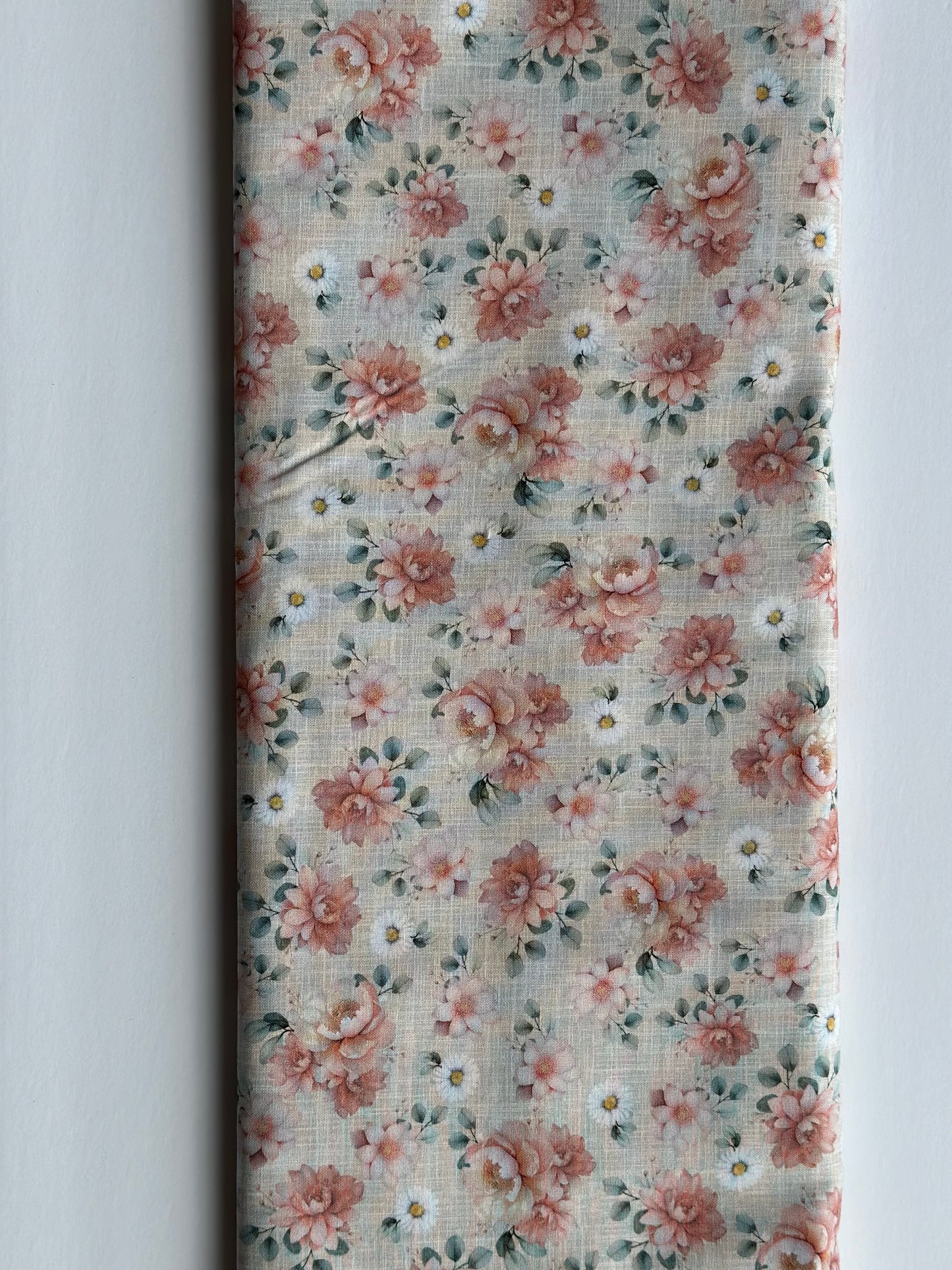 Till The Cows Come Home Cream Vintage Floral Yardage CD4045
