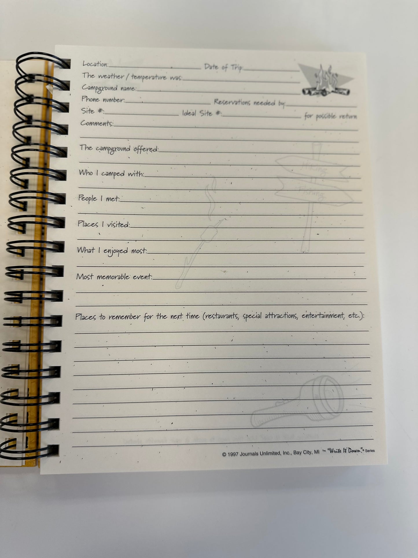 Write It Down Camping Journal