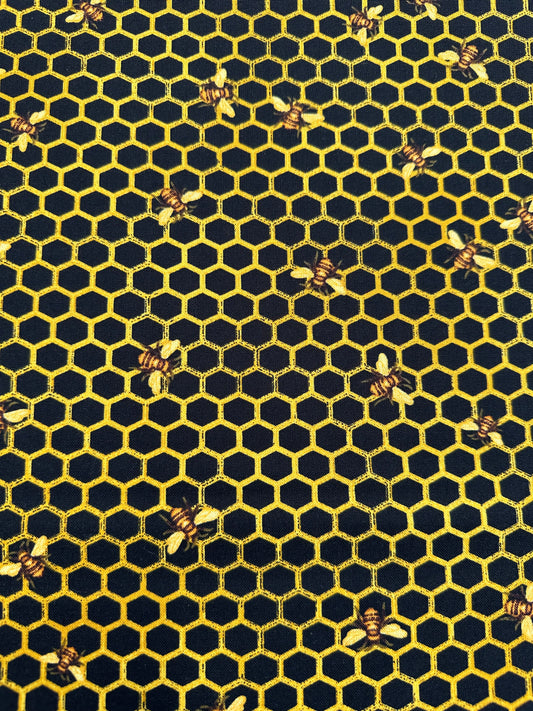Hi Fashions Sunflowers and Bees Black honeycomb 1441