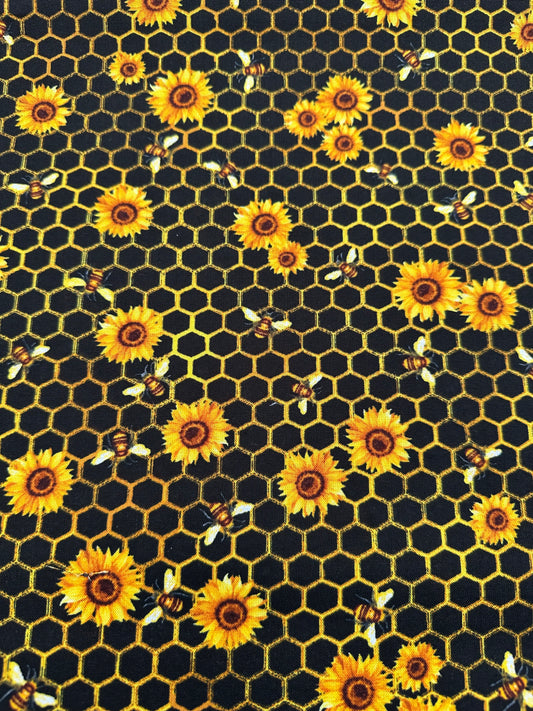 Hi Fashions Sunflowers and Bees Black 1437
