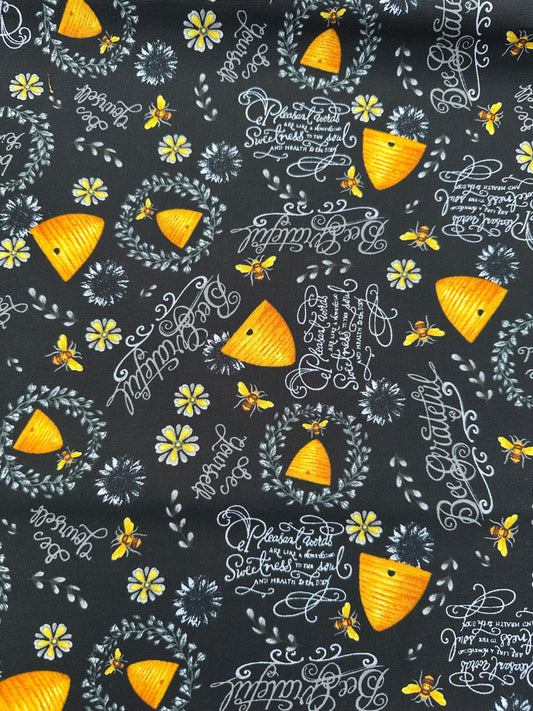 Hi Fashions Sunflowers and Bees Bee Grateful Black 1435