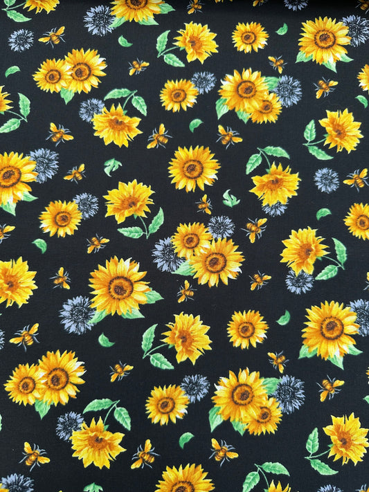 Hi Fashions Sunflowers and Bees Black Sunflower
